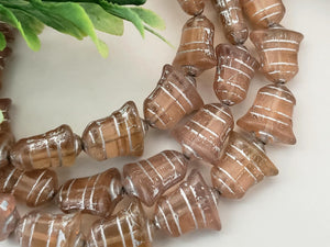 Champagne Peach Silver Wash - Czech Bells - 10mm - 6pcs