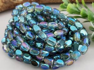 Mystic Moss - Faceted Crystal Nuggets - 7x4mm  10.5" Strand/Loose