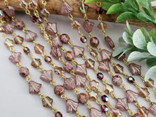 Charger l&#39;image dans la galerie, Lilac Lily Flower Star Czech Beaded Chain - 1ft.
