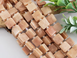 Sunstone - Groove Tiles Gemstone - 10mm - 7.5" Strand