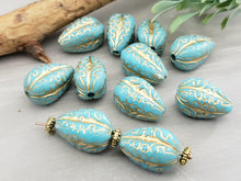 Charger l&#39;image dans la galerie, Turquoise Gold Swirl Wash - Lucite Melon Teardrops - 18x10mm - 8pcs
