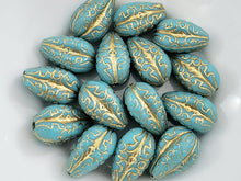 Charger l&#39;image dans la galerie, Turquoise Gold Swirl Wash - Lucite Melon Teardrops - 18x10mm - 8pcs
