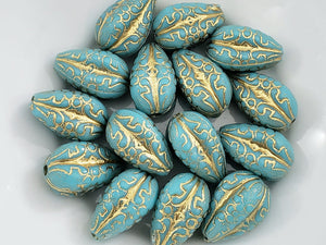 Turquoise Gold Swirl Wash - Lucite Melon Teardrops - 18x10mm - 8pcs