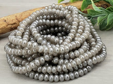 Load image into Gallery viewer, Stone Grey Shimmer - Smooth Glass Rondelle - 4mm - 15&quot; Strand
