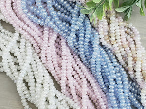 Pastel Shimmer Mix - Smooth Glass Rondelle - 4mm - 15" Strand