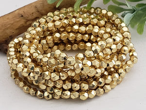 Lt Gold Metallic - Diamond Cut Hematite - 4mm