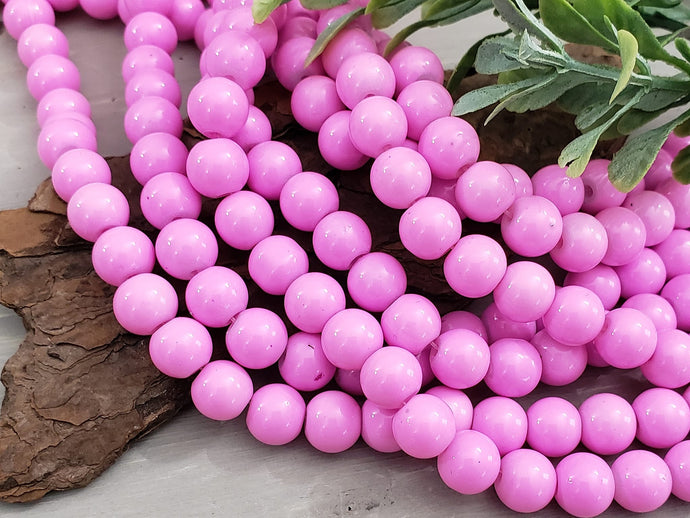 Pink Taffy - Smooth Glass Beads - 8mm - 7