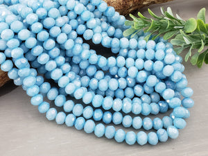 Sky Blue - AB Silver Luster Crystals - 8x6mm - 15" Strand