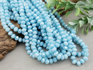 Sky Blue- AB Silver Luster Crystals - 6x4mm - 15" Strand