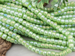 Mystic Apple Green - Cylinder Glass Beads - 8x6mm - 30pcs/Loose