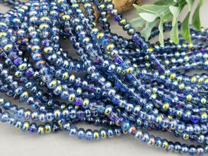 Luminous Blue Purple - Smooth Glass Rondelle - 4mm - 15" Strand