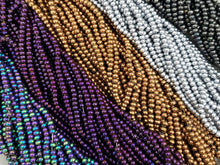 Load image into Gallery viewer, Peacock Shimmer - Smooth Glass Rondelle - 4mm - 15&quot; Strand
