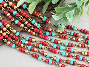 SouthWest Boho - Gold Plated Czech Seed Bead Chain - 6/0 - 12"/1 ft