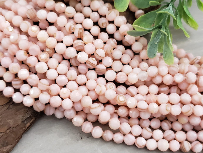 Pink - Faceted Shell Beads - 4mm - 15