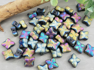 Multi Color Iris Rhombus Glass Beads - 10mm - 20pcs