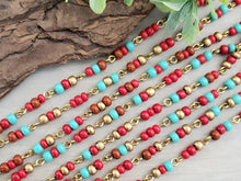 Load image into Gallery viewer, SouthWest Boho - Gold Plated Czech Seed Bead Chain - 6/0 - 12&quot;/1 ft
