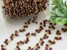 Load image into Gallery viewer, Natural Faceted Garnet  - E-Coated Brass Dangle Chain - 2.5-3.5mm - 6&quot;inch
