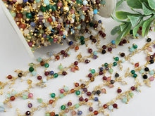 Load image into Gallery viewer, Multi Faceted Gemstone - E-Coated Brass Dangle Chain - 3.5-4mm - 6&quot; inch
