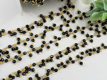 Load image into Gallery viewer, Natural Black Spinel - E-Coated Brass Faceted Dangle Chain - 2.5-3.5mm - 6&quot; inch
