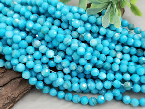 Turquoise - Faceted Shell Beads - 4mm - 15" Strand