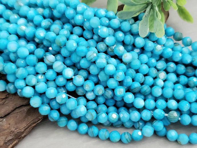 Turquoise - Faceted Shell Beads - 4mm - 15