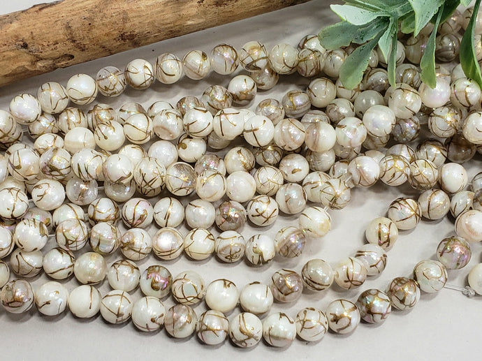 Mystic Antique White Drawbench Glass Beads - 6mm - 8