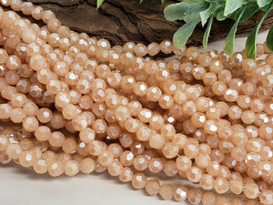 Faceted Champagne Crystals - 4mm - 15" Strand