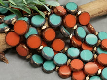 Charger l&#39;image dans la galerie, Turquoise Burnt Orange - Table Cut Czech Coin Mix - 10x4mm - 12pcs
