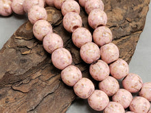 Load image into Gallery viewer, Soft Pink - Large Hole Aged Picasso Czech Druks - 8mm - 6&quot; Strand/20pcs
