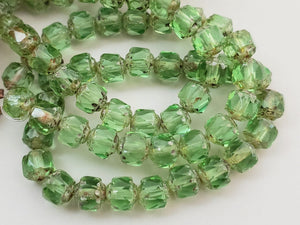 Peridot Picasso Edge - Czech Cathedral Beads - 6mm - 5" Str/20pcs