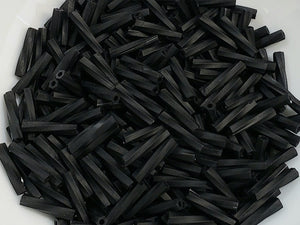 Matte Black - Twisted Myuki Bugle Beads - 12x2mm - 10grams