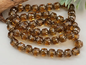 Honey Brown Silver Edge - Czech Cathedral Beads - 6mm - 5" Str/20pcs