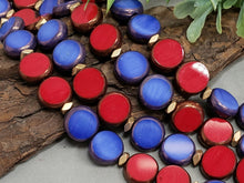 Charger l&#39;image dans la galerie, Indigo Blue Crimson Red - Table Cut Czech Coin Mix - 10x4mm - 12pcs
