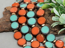 Charger l&#39;image dans la galerie, Turquoise Burnt Orange - Table Cut Czech Coin Mix - 10x4mm - 12pcs
