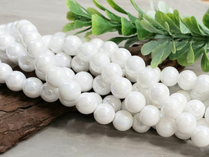 White AB Glass Pearls - 8mm - 14.5" Strand