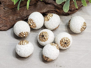 Sparkling White Indonesian Clay Beads - 18mm - 2pcs