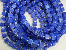 Load image into Gallery viewer, Royal Blue - Marbled Glass Lampwork Cubes - 5-6mm - 16&quot; Strand
