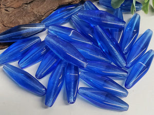 Sapphire - Elongated Czech Lanterns - 24x9mm - 10pcs