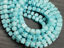 Load image into Gallery viewer, Aqua - Marbled Glass Lampwork Cubes - 5-6mm - 16&quot; Strand
