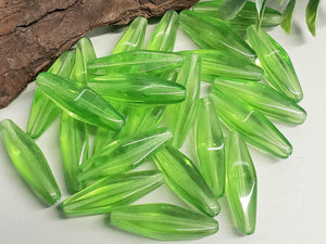 Peridot - Elongated Czech Lanterns - 24x9mm - 10pcs