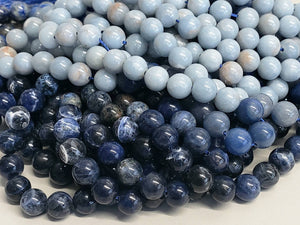 Blue Mix - Natural Gemstone Beads - 8mm - 16" Full Strand