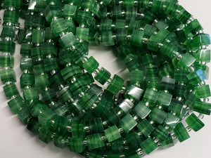 Deep Green - Marbled Glass Lampwork Cubes - 5-6mm - 16" Strand