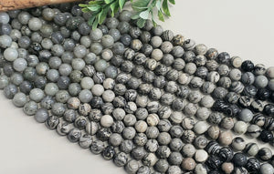 Grey Mix - Natural Gemstone Beads - 8mm - 16" Full Strand