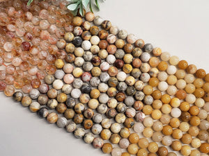 Yellow Mix - Natural Gemstone Beads - 8mm - 16" Full Strand