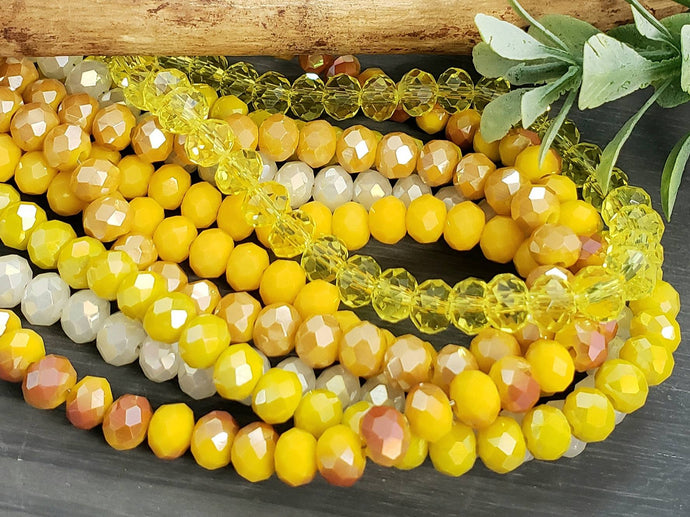 Sunflower Bliss Mix - Crystal Stash Bundles - 6x4mm - 6 Strands