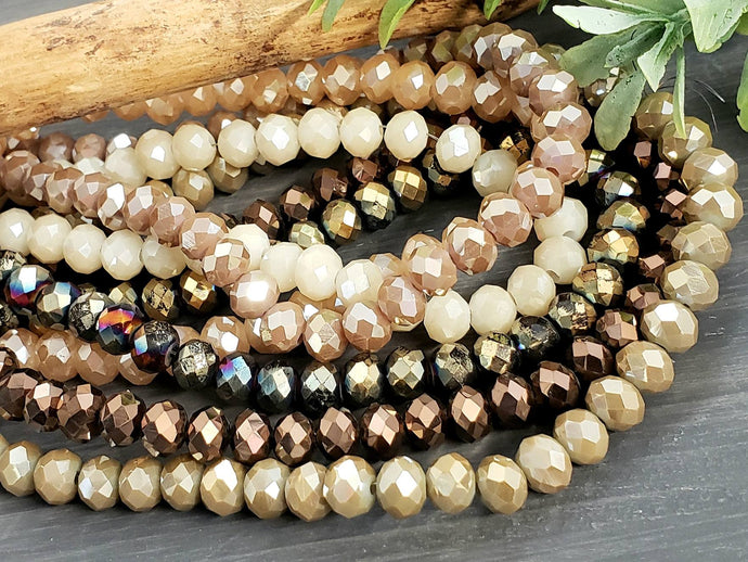 Neutral Luxe Mix - Crystal Stash Bundles - 6x4mm - 6 Strands