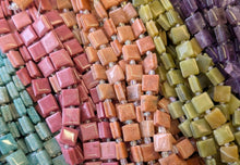 Load image into Gallery viewer, Rhodanite - Groove Tile Gemstones - 10mm - 7.5&quot; Strand
