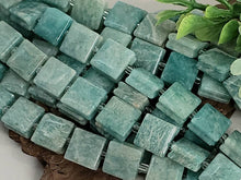 Load image into Gallery viewer, Afghanistan Amazonite - Groove Tile Gemstones - 10mm - 7.5&quot; Strand
