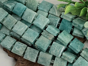 Afghanistan Amazonite - Groove Tile Gemstones - 10mm - 7.5" Strand