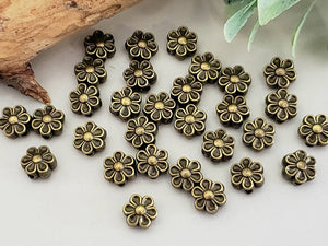 Antique Bronze Daisy Spacer Beads - 6mm - 10pcs